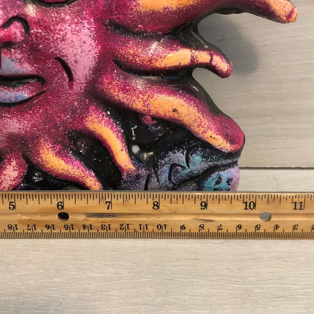 UPDATED! Hand Painted Celestial Sun and Moon Terracotta Wall Hanging